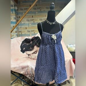 Victoria's Secret Navy Blue Polka Dot Sleep Romper